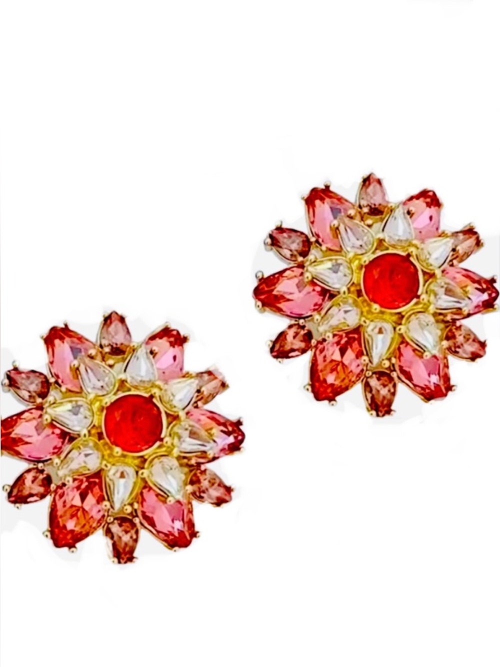 Kate Spade New York ♠️ large statement pink + red flower stud earrings